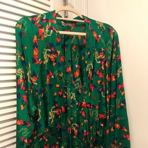 Issa London Green Silk Kimono Mini Dress